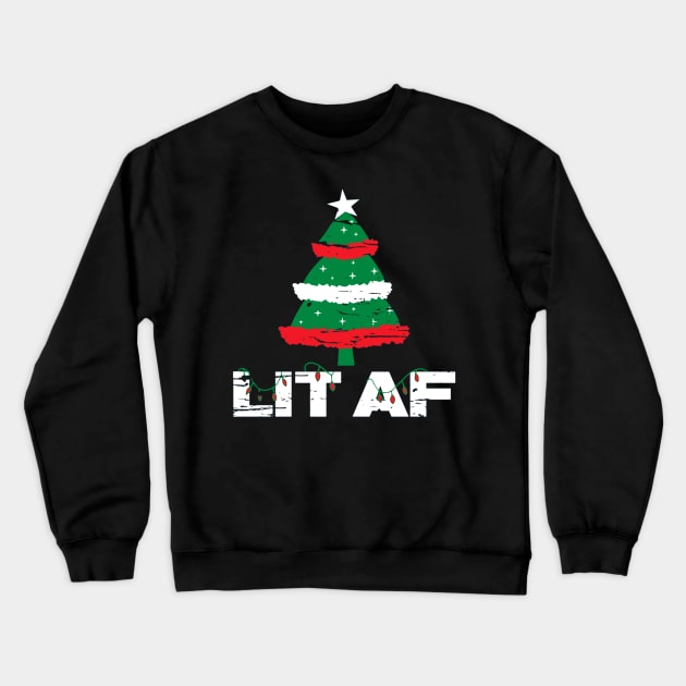 lit af christmas tree Crewneck Sweatshirt by crackdesign